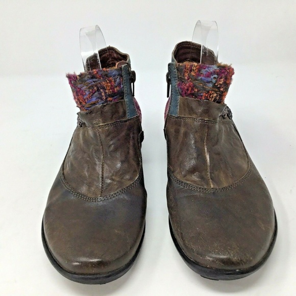 Think! Booties~Leather~Tapestry~Fabric~Metal Studs - Picture 5 of 8